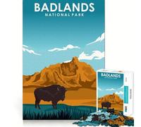Puzzle de 1000 pièces pour Adultes Parc National des Badlands Jeu à Bords Nets Stimulation Cognitive Jeu de Relaxation Cadeau Festif et Amusant (38x52cm)