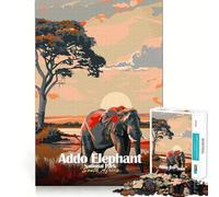 Puzzle de 1000 pièces pour adultes Parc national des éléphants d'Addo,Afrique du Sud Ajustement parfait Défi cérébral artistique Jeu amusant et réparateur Cadeau d'anniversaire pour l'esprit (38x52cm)