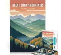 Puzzle de 1000 pièces pour Adultes Parc National des Great Smoky Mountains Découpe Premium Jeu Amusant et Stimulant pour Le Cerveau Cadeau de Noël apaisant (50x75cm)