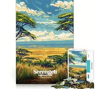 Puzzle de 1000 pièces pour Adultes Parc National du Serengeti, Tanzanie Jeu d'adresse et de logique Cadeau d'anniversaire Gratuit (38x26cm)
