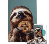 Puzzle de 1000 pièces pour Adultes Paresseux Mangeant Un Biscuit Jeu éducatif et Stimulant Difficile et Amusant à partir de 14 Ans 50x75cm