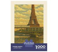 Puzzle De 1000 Pièces pour Adultes Paris Eiffel Tower Travel Puzzle pour Adolescents - Niveau Difficile - Chaque Pièce Est Unique - Jeu Amusant Et Stimulant pour Toute La Famille 52x38cm/1000pcs