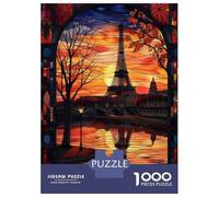 Puzzle De 1000 Pièces pour Adultes Paris Sunset Reflection Puzzle Adulte, Jeu De Réflexion, Cadeau d'anniversaire, Difficile À Compléter 38x26cm/1000pcs