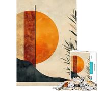 Puzzle de 1000 pièces pour Adultes Paysage Abstrait bohème au Coucher du Soleil dans Une Prairie Jeu d'analyse et de logique Complexe et Stimulant (38x26cm)