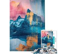 Puzzle de 1000 pièces pour Adultes Paysage Abstrait de Montagne au Lever du Soleil Jeu de Puzzle Manuel pour Adultes Cadeau d'anniversaire ou Cadeau Unique (38x26cm)