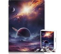 Puzzle de 1000 pièces pour Adultes - Paysage Cosmique avec planètes et nébuleuses - Idéal pour se détendre et se ressourcer - Assemblage précis et découpe Nette - Dimensions:38x52cm