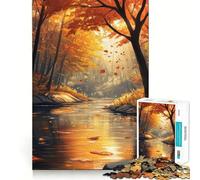 Puzzle de 1000 pièces pour Adultes Paysage d'automne au Bord de la rivière Découpe soignée Jeu de réflexion Idéal pour se divertir Pendant Les Loisirs Cadeau Artistique d'anniversaire (38x26cm)
