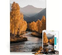 Puzzle de 1000 pièces pour Adultes Paysage d'automne au Bord d'une rivière avec Arbres dorés Jeu de réflexion Amusant et précis pour se détendre et s'amuser Cadeau d'anniversaire 50x75cm