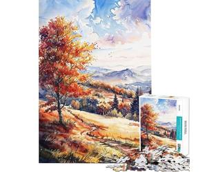 Puzzle de 1000 pièces pour Adultes Paysage d'automne Flamboyant Jeu Manuel de découpe de précision Activités Amusantes à Faire à la Maison (Dimensions 50x75cm)