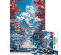 Puzzle de 1000 pièces pour Adultes Paysage d'automne,Montagne,lac et jetée Découpe précise Jeu d'adresse et de réflexion Loisirs créatifs Cadeau d'anniversaire Amusant (50x75cm)