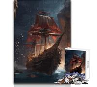 Puzzle de 1000 pièces pour Adultes - Paysage de Bateau Pirate - Jeu intellectuel Stimulant - Idée Cadeau - Dimensions : 38x26cm