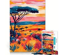 Puzzle de 1000 pièces pour Adultes Paysage de Coucher de Soleil Africain Découpe de qualité supérieure Jeu Intelligent Activité ludique et apaisante Cadeau d'anniversaire Jeu Artistique (38x26cm)