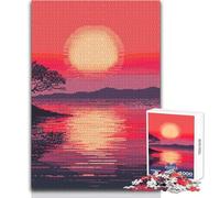 Puzzle de 1000 pièces pour Adultes - Paysage de Coucher de Soleil en Pixels - Idéal pour des Moments de détente - Découpe Nette et Uniforme - Dimensions 50x75cm