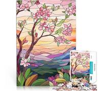 Puzzle de 1000 pièces pour Adultes Paysage de Coucher de Soleil en vitrail Défi Difficile Collection d'artistes, Beaux-Arts 52x38cm