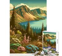 Puzzle de 1000 pièces pour Adultes Paysage de lac et de cratère de Montagne Jeu de réflexion Amusant pour Toute la Famille Décoration intérieure pour Noël ou Un Anniversaire (50x75cm)