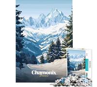 Puzzle de 1000 pièces pour Adultes Paysage de Montagne de Chamonix Activités Amusantes à la Maison décoration Artistique Jeu de réflexion pour Les 14 Ans et Plus (38x26cm)