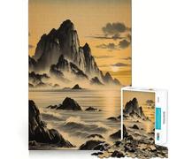 Puzzle de 1000 pièces pour Adultes : Paysage de Montagne et de mer au Coucher du Soleil Stimule la mémoire, apaise et divertit Qualité supérieure, Joli Cadeau 38x52cm