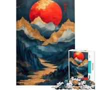 Puzzle de 1000 pièces pour Adultes Paysage de Montagne Vintage avec Coucher de Soleil Activités Amusantes à la Maison Jeu de réflexion pour Passer Le Temps Pendant Les Vacances Convient aux Personnes