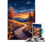 Puzzle de 1000 pièces pour Adultes Paysage de Nuit étoilée avec Chemin sinueux Jeu de réflexion pour Adultes Jeu d'assemblage Stimulant Cadeau (Dimensions 38x26cm)