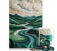 Puzzle de 1000 pièces pour Adultes,Paysage de rivière sinueuse,Jeu de mémoire et de Concentration,sans Espace,Format Compact,idéal pour des Moments de Jeu en Famille (38x26cm)
