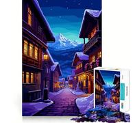 Puzzle de 1000 pièces pour Adultes Paysage de Village européen Chaleureux Bords Nets Activité cérébrale ludique et Facile Cadeau d'anniversaire Amusant et Stimulant (38x52cm)