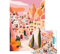 Puzzle de 1000 pièces pour Adultes Paysage de Village Turc Illustration Minimaliste Jeu éducatif et Stimulant Cadeau Anti-Stress Idéal pour Un Anniversaire (Dimensions 38x52cm)