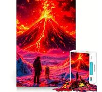 Puzzle de 1000 pièces pour Adultes : Paysage d'éruption volcanique Jeu de logique Découpe précise Bords Lisses pour Les réunions de Famille (38x52cm)