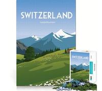 Puzzle de 1000 pièces pour Adultes, Paysage des Alpes suisses, décoration soignée, Jeu d'exercice Mental, Divertissement décontracté, pour Noël (38x52cm)