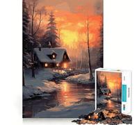 Puzzle de 1000 pièces pour Adultes,Paysage d'hiver,Casse-tête logique,découpe de précision,Bords Lisses, pour Les réunions de Famille (38x52cm)