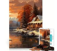 Puzzle de 1000 pièces pour Adultes : Paysage d'hiver Jeu de réflexion Stimulant,découpe précise,alignement Parfait,activité Amusante en Famille Le Soir (38x26cm)