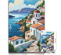 Puzzle de 1000 pièces pour Adultes, Paysage d'île Grecque, idéal pour des Moments de détente Découpe de précision de qualité supérieure Dimensions:38x52cm