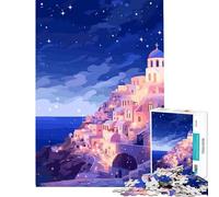 Puzzle de 1000 pièces pour Adultes Paysage Grec Art du Voyage Jeu éducatif défi décoration intérieure Cadeau (Dimensions 38x26cm)
