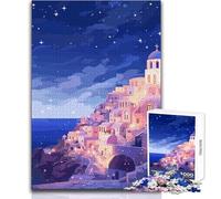 Puzzle de 1000 pièces pour Adultes - Paysage Grec - Jeu éducatif et Artistique sur Le thème du Voyage pour Un Anniversaire - Dimensions 50x75cm
