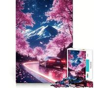 Puzzle de 1000 pièces pour Adultes Paysage Japonais sur Une Route en Fleurs de Cerisier Découpe précise Jeu de réflexion Amusant pour Passer Le Temps Cadeau d'anniversaire (38x26cm)