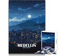 Puzzle de 1000 pièces pour Adultes - Paysage Nocturne de Medellín, Colombie - Idéal pour des soirées Jeux et Divertissement en Famille - Une œuvre d'art Amusante et Originale à Offrir 38x52cm