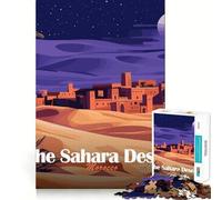 Puzzle de 1000 pièces pour Adultes Paysage Nocturne du désert du Sahara marocain Découpe Parfaite Jeu de Concentration pour Un Moment de détente et de détente Cadeau ou de Loisir