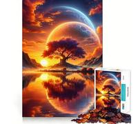 Puzzle de 1000 pièces pour Adultes Paysage onirique au Coucher du Soleil Astral Jeu d'articulation serrée Jeu de Concentration Cadeau Facile et Amusant Décoration Artistique de Noël (38x52cm)