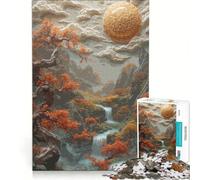 Puzzle de 1000 pièces pour Adultes Paysage Pixel Art avec Cascade et Soleil Jeu de Construction Assemblage de Motifs Collection d'artistes Beaux-Arts 38x26cm