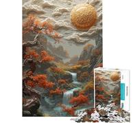 Puzzle de 1000 pièces pour Adultes Paysage Pixel Art avec Cascade et Soleil Jeu de réflexion et Anti-Stress idéal comme Cadeau (Taille 50x75cm)