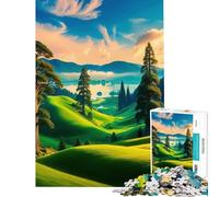 Puzzle de 1000 pièces pour Adultes Paysage Serein avec collines ondulantes Activités Amusantes à la Maison Une œuvre d'art Jeux relaxants Convient aux Personnes de 14 Ans et Plus (38x26cm)