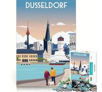 Puzzle de 1000 pièces pour Adultes Paysage Urbain de Düsseldorf Jeu d'articulation Fin,Amusant et Intelligent Défi Relaxant Cadeau d'anniversaire ou Loisir (38x26cm)