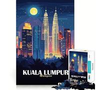 Puzzle de 1000 pièces pour Adultes Paysage Urbain de Kuala Lumpur la Nuit Jeu d'articulation Fin et Amusant Défi Intelligent Jeu Calme et divertissant Cadeau d'anniversaire ou Loisir (38x26cm)