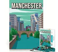 Puzzle de 1000 pièces pour Adultes Paysage Urbain de Manchester Art du Voyage Découpe Impeccable Jeu de Concentration Amusant Cadeau Gratuit Cadeau d'anniversaire Amusant (38x52cm)