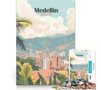 Puzzle de 1000 pièces pour Adultes,Paysage Urbain de Medellín,Colombie,Affiche de Voyage,découpe Nette,Art,défi Intelligent,Jeu Amusant pour se détendre,décoration Murale de Noël (50x75cm)