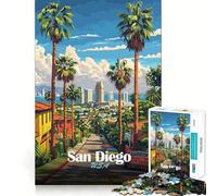 Puzzle de 1000 pièces pour Adultes Paysage Urbain de San Diego Jeu d'articulation Fin,défi Intelligent et Amusant,Moment de détente et de Calme Cadeau d'anniversaire idéal pour Les Loisirs (50x75cm)