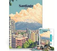 Puzzle de 1000 pièces pour Adultes Paysage Urbain de Santiago du Chili Jeu de logique et d'art aux Bords précis Idéal pour se détendre et s'amuser Cadeau Festif (38x52cm)