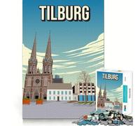 Puzzle de 1000 pièces pour Adultes Paysage Urbain de Tilburg Affiche Artistique de Voyage Jeu de logique et d'assemblage précis Jouet Amusant et Gratuit Cadeau d'anniversaire (38x52cm)