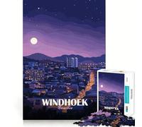 Puzzle de 1000 pièces pour Adultes Paysage Urbain de Windhoek, Namibie, la Nuit Pièces aux découpes nettes Jeu de réflexion et de Calme Scène de Noël Artistique (38x52cm)
