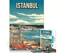 Puzzle de 1000 pièces pour Adultes Paysage Urbain d'Istanbul Affiche de Voyage Découpe Impeccable Jeu de Concentration Amusant Cadeau Gratuit Cadeau d'anniversaire Amusant (38x26cm)