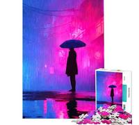 Puzzle de 1000 pièces pour Adultes Paysage Urbain pluvieux avec Figurine et Parapluie Jeu éducatif et Stimulant Difficile et interactif à partir de 14 Ans 38x26cm